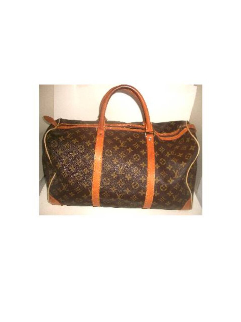 Large Top-Zip Vintage Hand-Held Monogram Duffel w Leather Trim & Handles NOT LV
